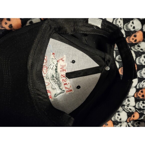 Kiss My Bass Black Hat Baseball Cap Adjustable Strap Embroidered Logo Bass Fish - Picture 3 of 4